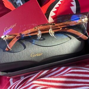 Cartier Gold and Brown Rimless Glasses